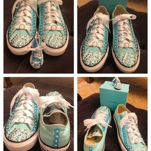 Teal/‘Tiffany-Blue’ Bling Converse